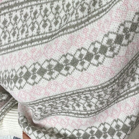 Multicolor Casual Women's Loose Fit Crew Neck Long Sleeve Sweater - Picture 7 of 7